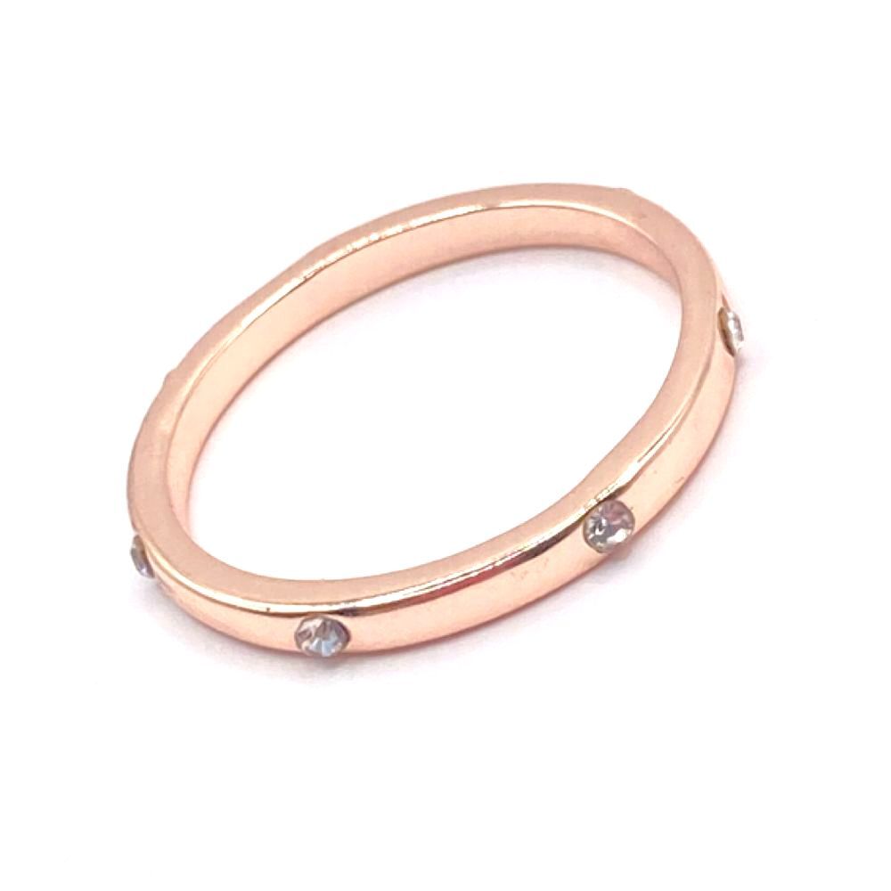 Rose Gold Rhinestone Band Ring Size 7
